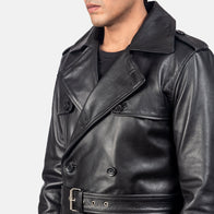 Royson Black Leather Duster Coat by Dash Racegear - men Jacket view 5