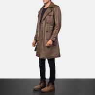 Royson Brown Leather Duster Coat by Dash Racegear - men Jacket view 2