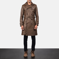 Royson Brown Leather Duster Coat by Dash Racegear - men Jacket view 6