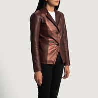 Ruby Metallic Maroon Leather Blazer by Dash Racegear - unisex Jacket view 2