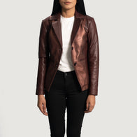 Ruby Metallic Maroon Leather Blazer by Dash Racegear - unisex Jacket view 3