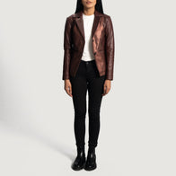 Ruby Metallic Maroon Leather Blazer by Dash Racegear - unisex Jacket view 4