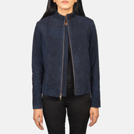 Rumella Blue Suede Biker Jacket by Dash Racegear - women Jacket view 1