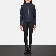 Rumella Blue Suede Biker Jacket by Dash Racegear - women Jacket view 3