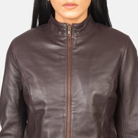 Rumella Maroon Leather Biker Jacket by Dash Racegear - women Jacket view 6