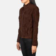 Rumella Mocha Suede Biker Jacket by Dash Racegear - women Jacket view 2