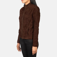 Rumella Mocha Suede Biker Jacket by Dash Racegear - women Jacket view 2