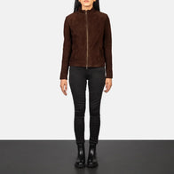 Rumella Mocha Suede Biker Jacket by Dash Racegear - women Jacket view 3