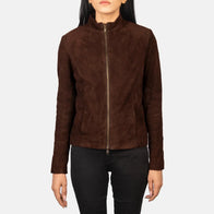 Rumella Mocha Suede Biker Jacket by Dash Racegear - women Jacket view 4