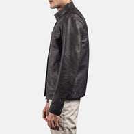 Rustic Brown Leather Biker Jacket by Dash Racegear - men Jacket view 4