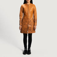 Sandy Tan Dye Leather Coat by Dash Racegear - women Jacket view 4