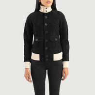 Sasha A1 Black Suede Bomber Jacket by Dash Racegear - women Jacket view 4