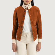 Sasha A1 Brown Suede Bomber Jacket by Dash Racegear - women Jacket view 1