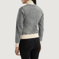 Sasha A1 Grey Suede Bomber Jacket by Dash Racegear - women Jacket view 5