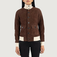 Sasha A1 Mocha Suede Bomber Jacket by Dash Racegear - women Jacket view 4