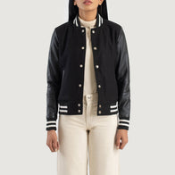 Savant Black Hybrid Varsity Jacket by Dash Racegear - women Jacket view 1