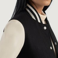 Savant Black & White Hybrid Varsity Jacket by Dash Racegear - women Jacket view 6