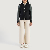 Savant Green & Black Hybrid Varsity Jacket by Dash Racegear - women Jacket view 3