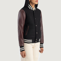 Savant Maroon & Black Hybrid Varsity Jacket by Dash Racegear - women Jacket view 2
