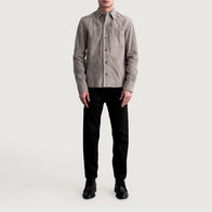 Scout Grey Suede Leather Shirt by Dash Racegear - men Jacket view 4