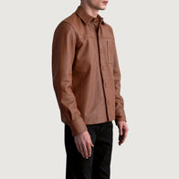 Scout Matte Brown Leather Shirt by Dash Racegear - men Jacket view 2