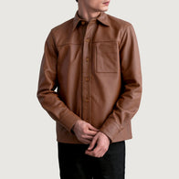 Scout Matte Brown Leather Shirt by Dash Racegear - men Jacket view 3