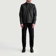 Scout Tumbled Black Leather Shirt by Dash Racegear - men Jacket view 4