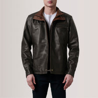 Sean Brown Leather Classic Jacket by Dash Racegear - men Jacket view 5