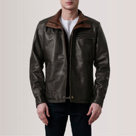 Sean Brown Leather Classic Jacket by Dash Racegear - men Jacket view 5