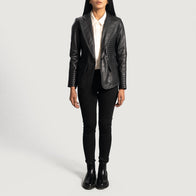 Selina Black Leather Blazer by Dash Racegear - women Jacket view 4