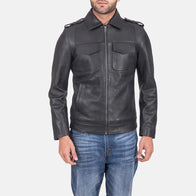 Sergeant Black Leather Jacket by Dash Racegear - men Jacket view 1