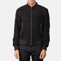 Shane Black Suede Bomber Jacket by Dash Racegear - men Jacket view 4