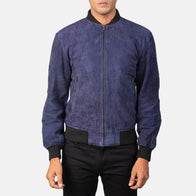 Shane Blue Suede Bomber Jacket by Dash Racegear - men Jacket view 4