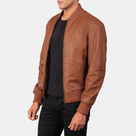 Shane Brown Leather Bomber Jacket by Dash Racegear - men Jacket view 2