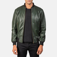 Shane Green Leather Bomber Jacket by Dash Racegear - men Jacket view 1