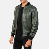 Shane Green Leather Bomber Jacket by Dash Racegear - men Jacket view 2