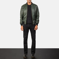 Shane Green Leather Bomber Jacket by Dash Racegear - men Jacket view 4