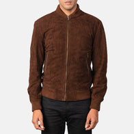 Shane Mocha Suede Bomber Jacket by Dash Racegear - men Jacket view 4