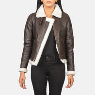 Sherilyn B-3 Brown Leather Bomber Jacket by Dash Racegear - women Jacket view 1