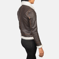 Sherilyn B-3 Brown Leather Bomber Jacket by Dash Racegear - women Jacket view 5