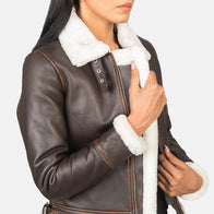 Sherilyn B-3 Brown Leather Bomber Jacket by Dash Racegear - women Jacket view 6