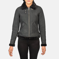 Sherilyn B-3 Distressed Black Leather Bomber Jacket by Dash Racegear - women Jacket view 4
