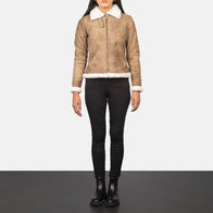 Sherilyn B-3 Distressed Brown Leather Bomber Jacket by Dash Racegear - women Jacket view 3