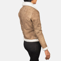 Sherilyn B-3 Distressed Brown Leather Bomber Jacket by Dash Racegear - women Jacket view 5