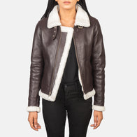 Sherilyn B-3 Maroon Leather Bomber Jacket by Dash Racegear - women Jacket view 1