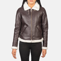 Sherilyn B-3 Maroon Leather Bomber Jacket by Dash Racegear - women Jacket view 4