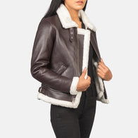 Sherilyn B-3 Maroon Leather Bomber Jacket by Dash Racegear - women Jacket view 6