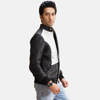Spade Silver Black Leather Bomber Jacket by Dash Racegear - men Jacket view 2