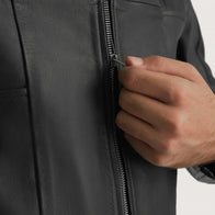 Spratt Black Hooded Leather Jacket by Dash Racegear - men Jacket view 6