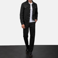 Stallon Black Suede Trucker Jacket by Dash Racegear - men Jacket view 3